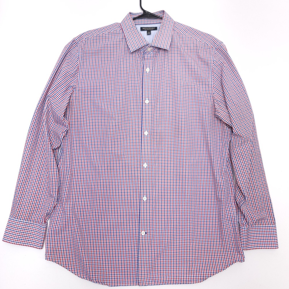 Banana Republic Slim Fit Non Iron Button Down Shirt Mens XL Plaid Red White Blue